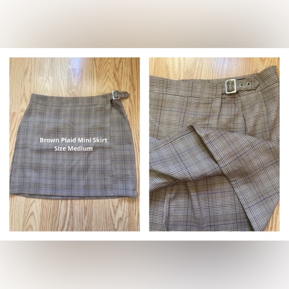 Brown Plaid Mini Skirt